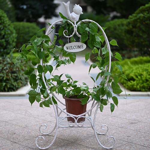 现代简约新款小鸟欢迎架户外花园庭院别墅落地式花盆架爬藤架子