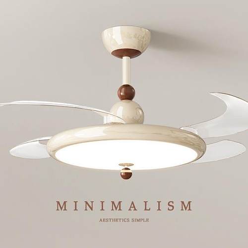 全光谱奶油风风扇灯2025年新款护眼隐形电扇灯智能一体吊扇餐厅灯