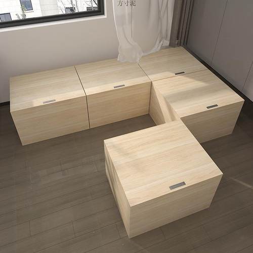 阳台储物木箱实木拼接床箱榻榻米箱子收纳箱多功能加宽拼接床