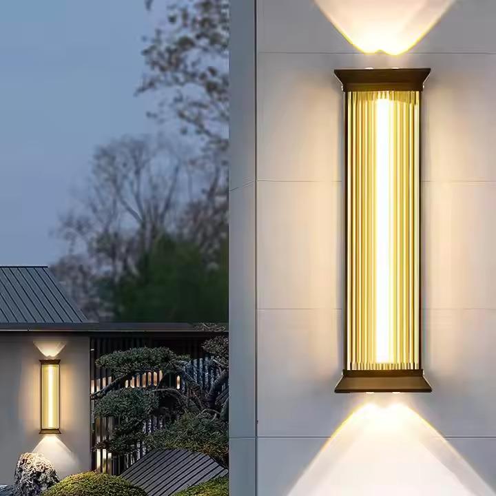 阳台大门外墙上下打光中式壁灯led长条壁灯庭院户外防水双头壁灯