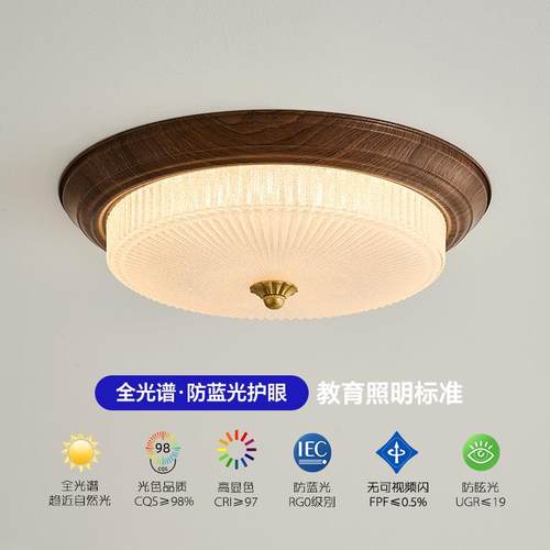 美式复古卧室灯法式中古风新款房间吸顶灯铁艺大气走廊过道灯具