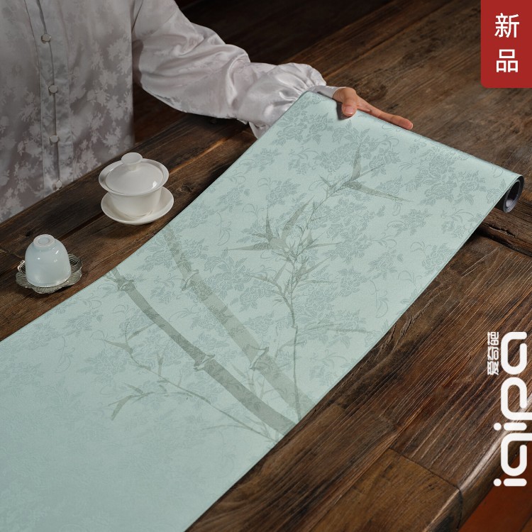 爱奇葩iqipa 古瓷竹叙茶桌垫布桌旗轻奢高端茶台桌布中式茶席茶旗