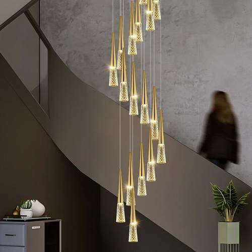 楼梯吊灯轻奢现代简约设计师别墅客厅酒店大堂loft公寓复式楼吊灯