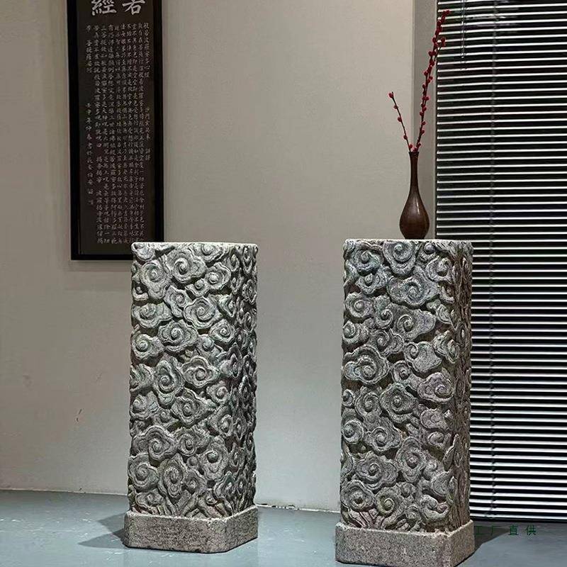 石雕祥云柱仿古古建青石雕刻中式石柱石花架花台柱盆景架庭院装饰