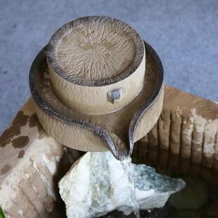 石磨流水摆件陶瓷招财水磨石槽搭配磨盘庭院茶台水景鱼缸配件滴水