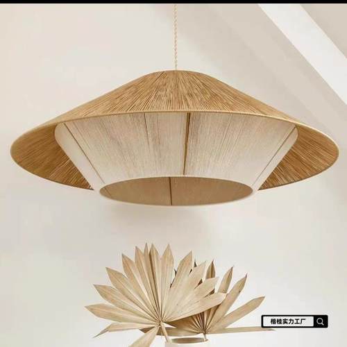 日式复古餐厅酒楼餐桌灯简约创意民宿客厅麻绳藤艺吊灯东南亚其他