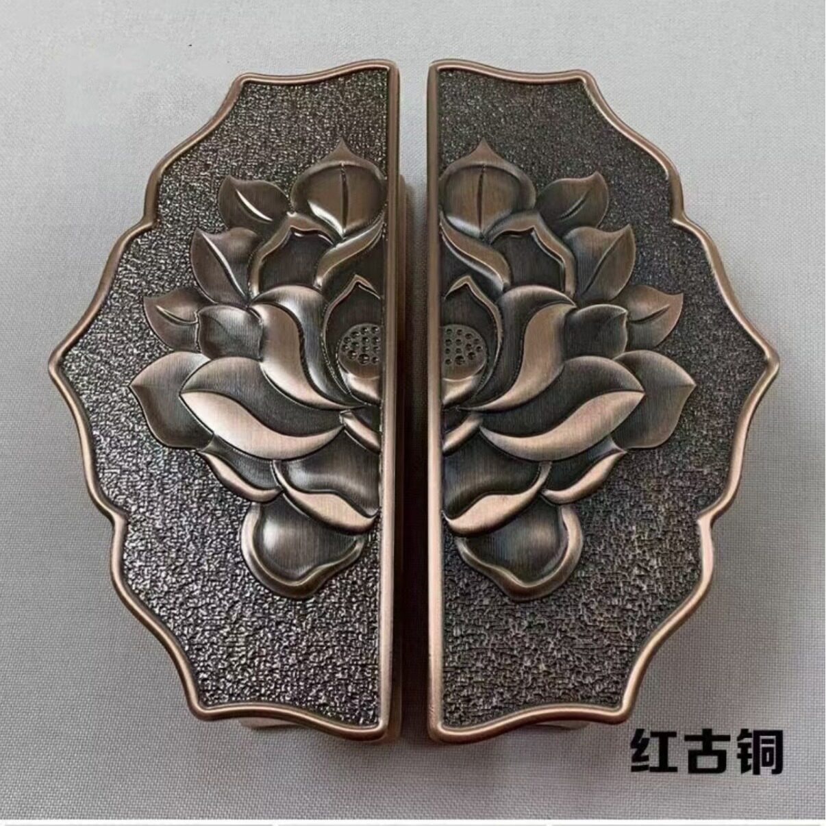 中式仿古半圆玻璃门拉手雕刻祥云古铜木门大门柜门把手