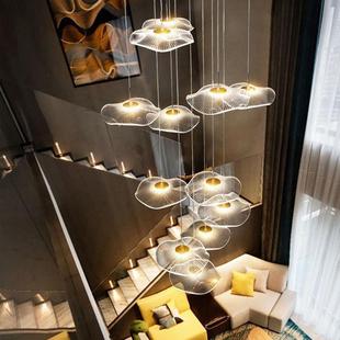 楼梯间长吊灯别墅复式 楼轻奢旋转楼梯灯酒店大堂售楼部吊灯工程灯
