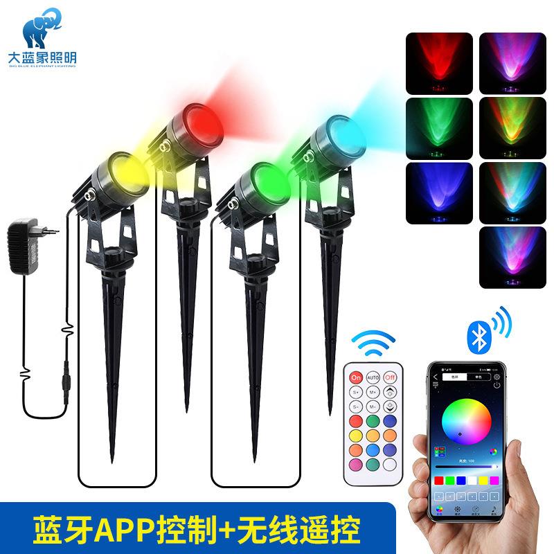 智能APP户外防水地插灯LED七彩插地灯一拖四花园景观照树3W草坪灯