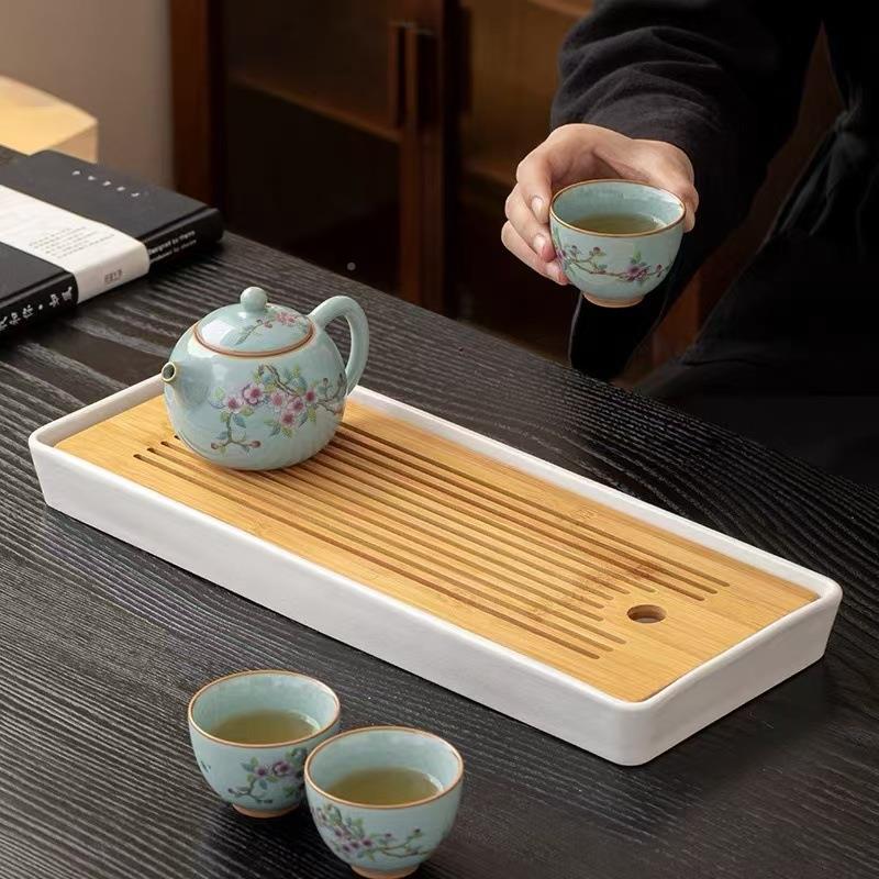 干茶盘茶托盘小型家用2茶02新款6具泡台功夫竹面茶盘沥ma-1589水