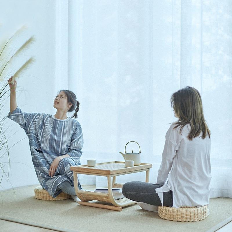 日式飘窗小茶几小户型阳台炕桌实木榻榻米小桌子卧室坐地藤编新品
