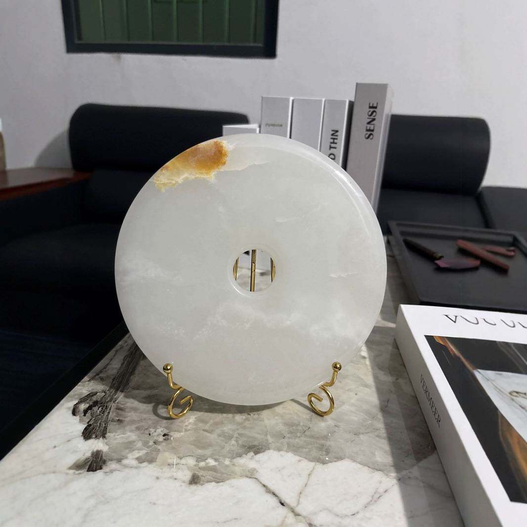 白玉平安扣摆件电影电视剧和氏璧道具客厅玄关中式装饰酒柜摆设