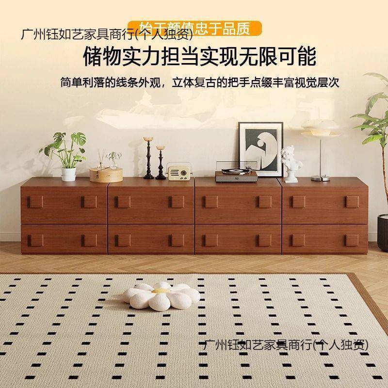 实木中古风电视柜客厅卧室五斗柜复古卡门柜多功能组合落地床头柜