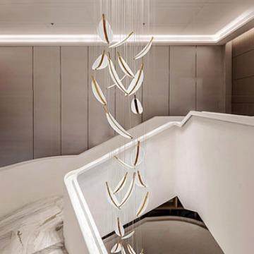 别墅复式楼吊灯酒店大堂设计师艺术创意售楼部工程亚克力楼梯吊灯
