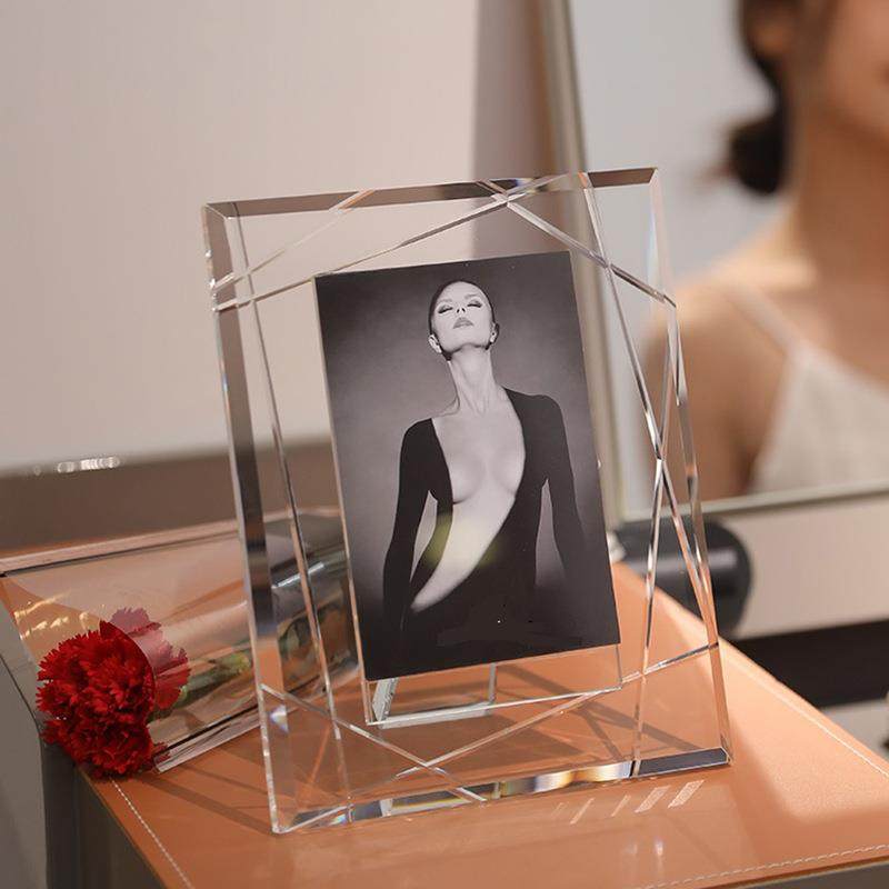 6寸7寸时尚轻奢水晶像框相片架样板房床头柜办公桌相框摆台摆件