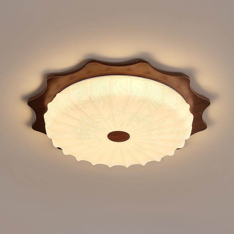 法式中古风卧室灯具复古主卧房间灯饰设计师款书房餐厅实木吸顶灯