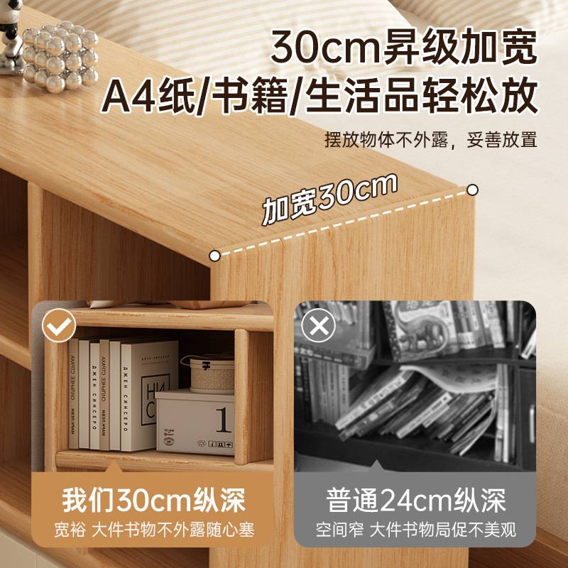 原木风实木书柜幼儿园书包柜多层置物柜一体靠墙书架落地储物柜子