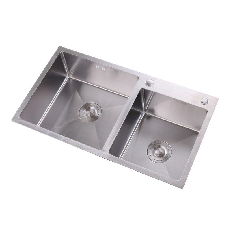 德国4MM厨房水槽304不锈钢手工槽盆水池双槽洗菜池菜盆套餐龙头