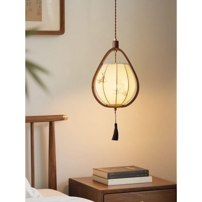 2025新款宋代美学新中式中古风卧室床头吊灯吧台玄关过道原木风