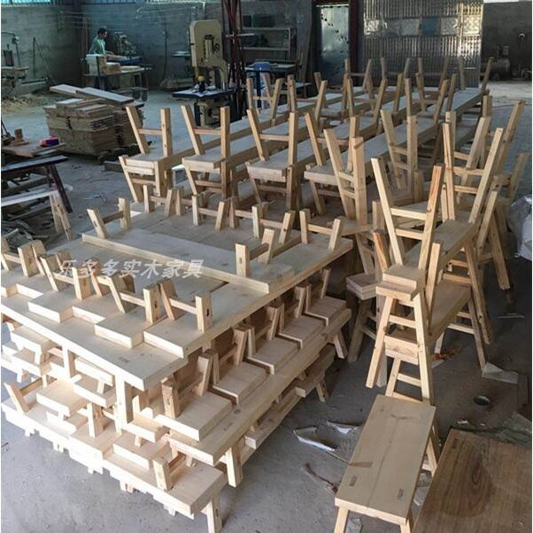 W7实木长条凳八仙桌家用大板凳餐桌宽凳椅烧烤面馆工厂练功高凳定