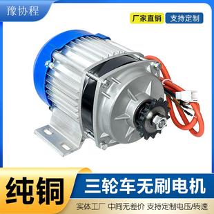 电动三轮车电机48v60v伏700w链条直流无刷人力车改装 中置电机