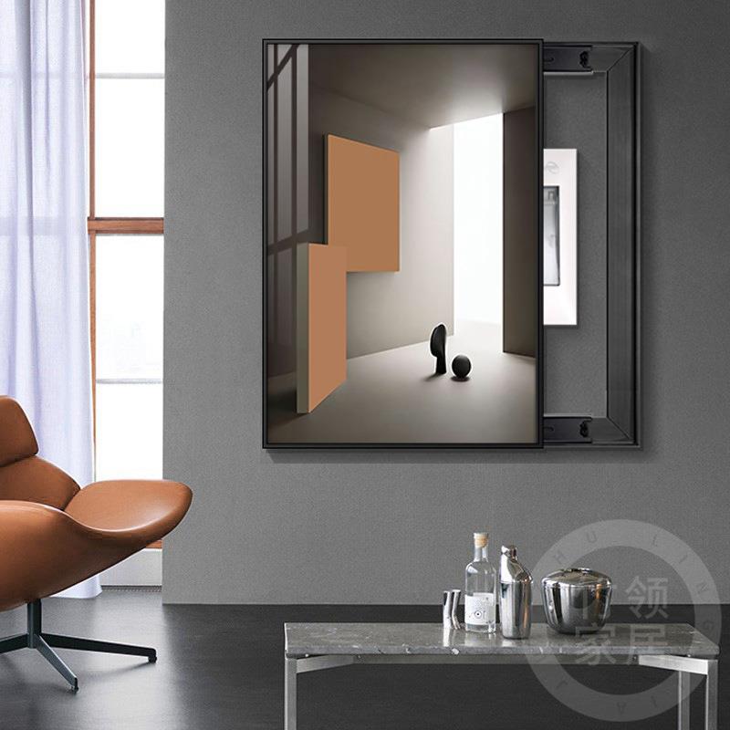 几何空间电表箱装饰画现代抽象可推拉遮挡强电源总开关电闸盒挂画