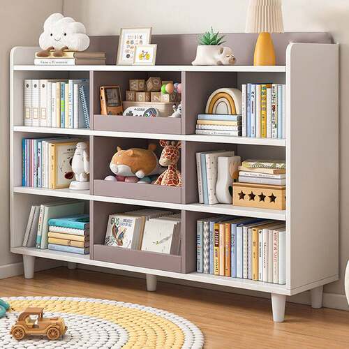 儿童书架落地置物架客厅学生简易阅读架家用储物玩具收纳架矮书柜