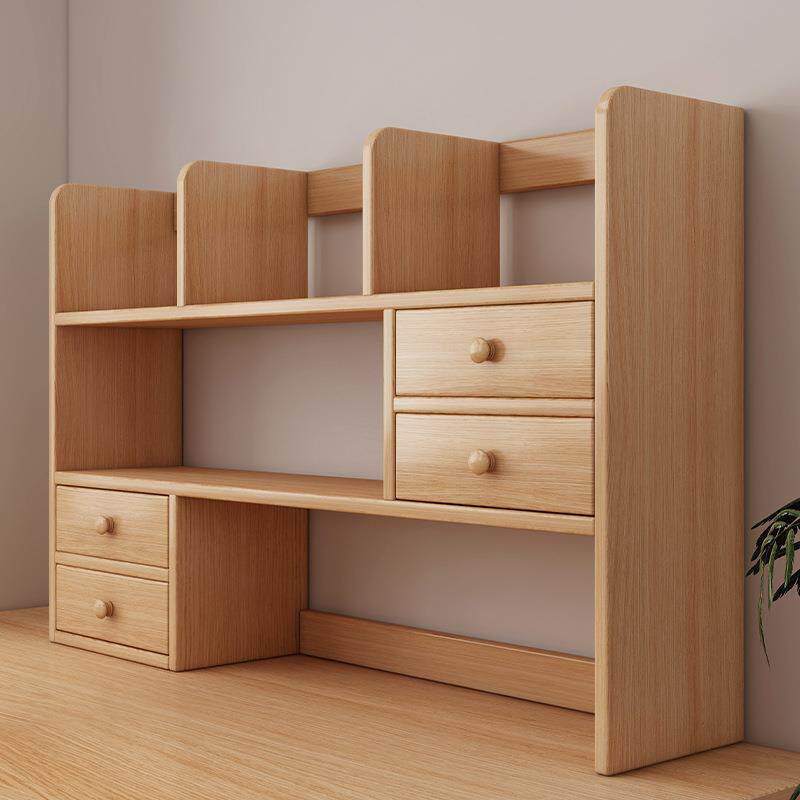 实木桌面书架学生家用书桌收纳置物架桌上柜子储物柜儿童书柜书本