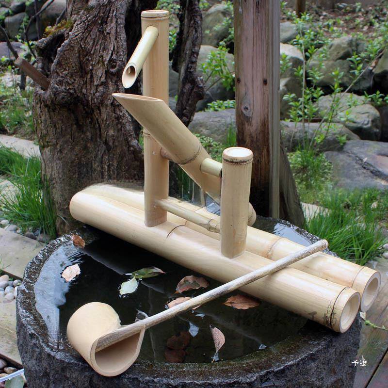 竹子架盆竹制添水惊器滴水车流水景观喷头僧都喷泉园艺日式惊鹿