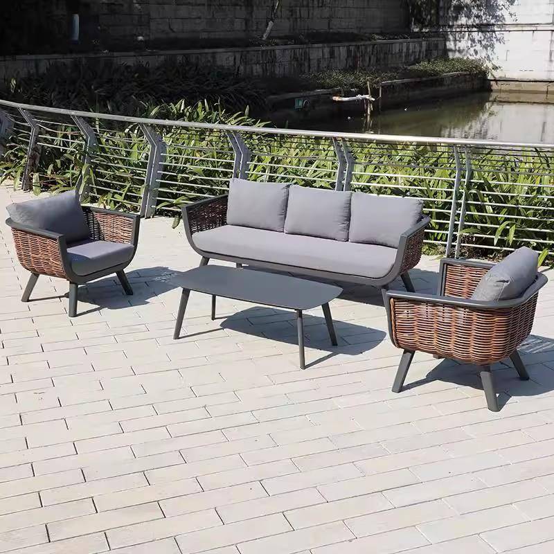户外藤编沙发组合庭院别墅民宿阳台藤椅露天防水防晒室外花园露台