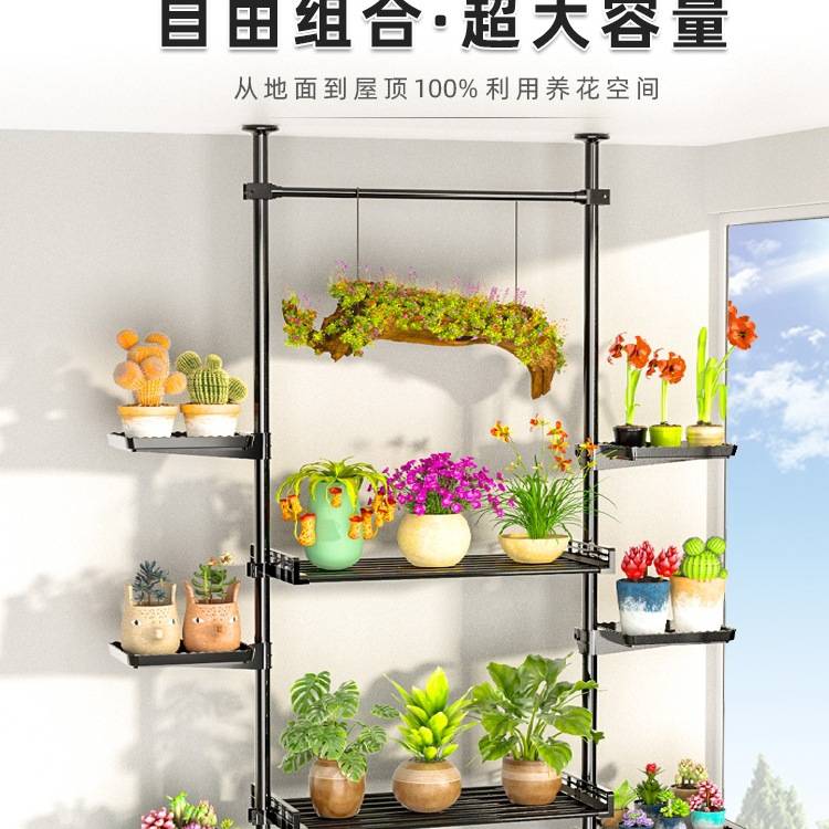 顶天立地花架置物架室内窗台飘窗多肉收纳架阳台悬挂绿萝吊兰架子