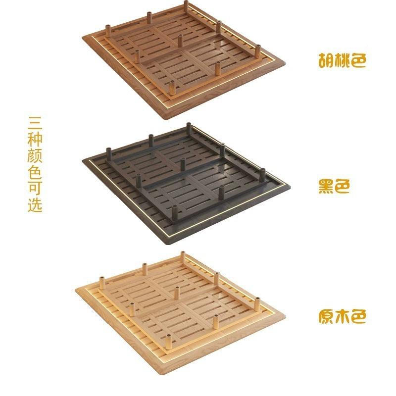日式头实木悬浮床小户实木脚悬型现代约主卧无白蜡木简带感应床灯