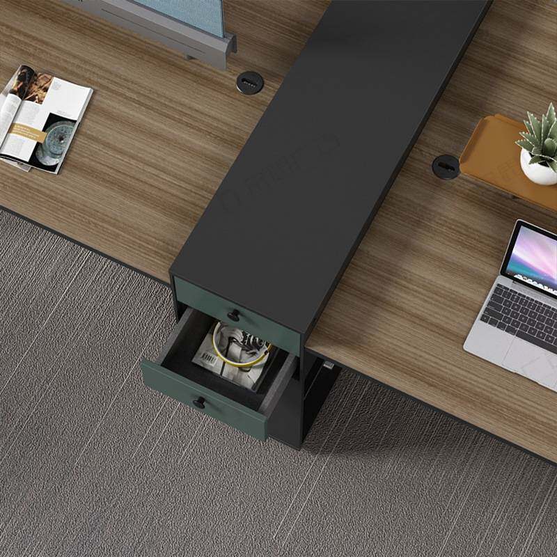 职员办公桌工位四人位电脑桌写字楼员工桌挡板带桌柜带抽屉办公桌