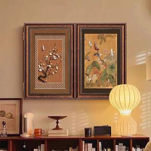 中古风电表箱装饰画花鸟画法式复古对开门电闸盒配电箱遮挡挂画