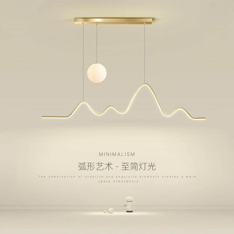 餐厅吊灯轻奢饭厅餐桌吧台灯具大气现代简约月球灯极简长条餐厅灯,家装灯饰光源,智能吊灯,淘宝优惠券,粉丝福利购,淘宝优惠卷