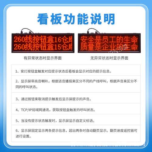 工厂车间andon安灯系统安东看板工位无线呼叫报警信息LED显示屏