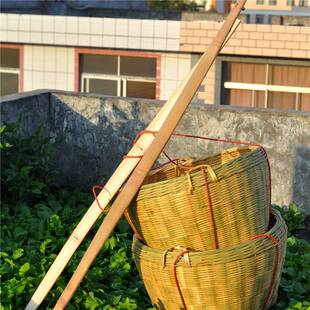 竹编箩箩筐手工竹筐家用圆形罗框扁担收纳篓装饰淘米箩篼结婚竹楼