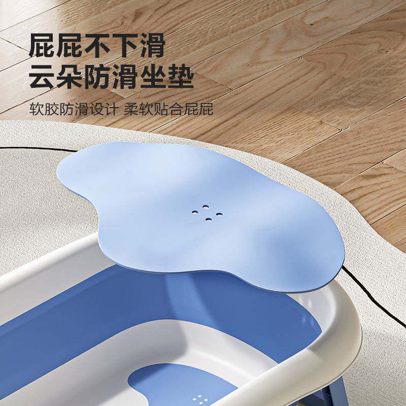 iuu婴儿洗澡盆浴盆宝宝可折叠幼儿坐躺大号浴桶小孩家用新生加厚