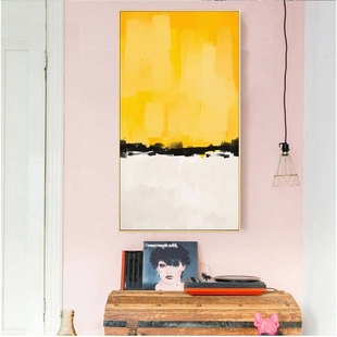 拼色主义现代简约抽象油画玄关装饰画竖版墙上挂画壁画过道艺术画