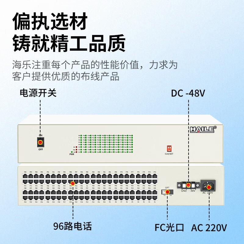 数字电机话机光端96路纯电话语音公单模单HN-96L-F纤20里1对架式