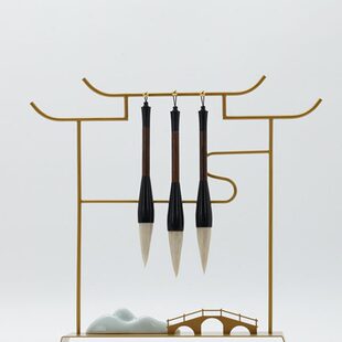 新中式 饰品 创意铁艺陶瓷毛笔架摆件样板房间办公室桌面电视柜软装