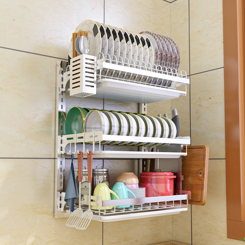 304不锈钢厨房碗架沥水架壁挂B式碗碟置物架碗盘收纳架碗筷收纳盒