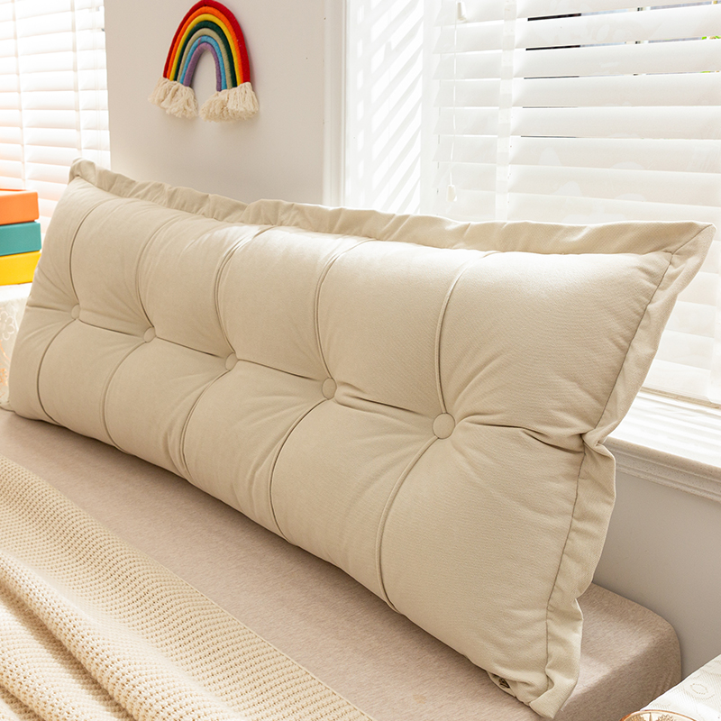 奶油风高级感g无床头软包靠背罩一体大靠垫可拆洗靠枕改造床上神