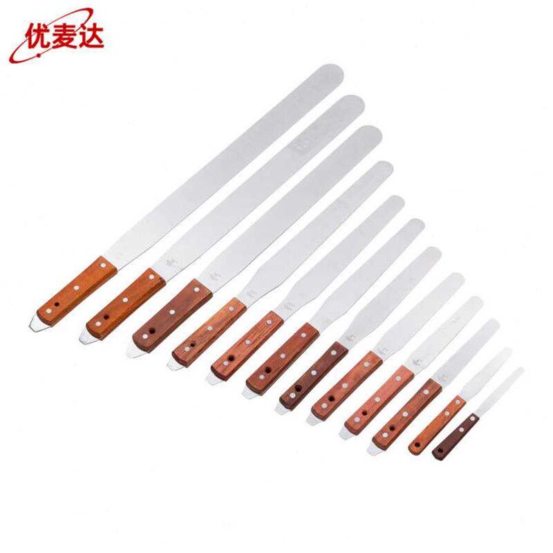 优麦达Y5201不锈钢调墨刀胶浆锡膏搅拌刀调油调漆刀木柄带撬12件