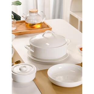 骨瓷双耳汤碗大号带盖的汤盆陶瓷家用2025新款大汤碗带盖可微波