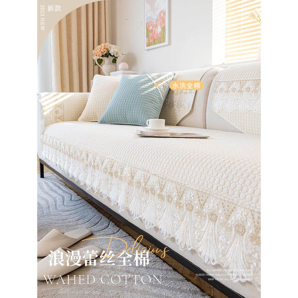 欧式纯棉沙发坐垫，四季通用，全棉面料2025新款防滑真皮坐垫套布