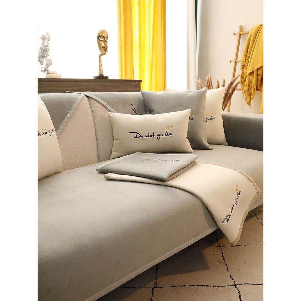 沙发垫四季通用北欧简约现代高级感轻奢雪尼尔皮沙发罩套防滑坐垫