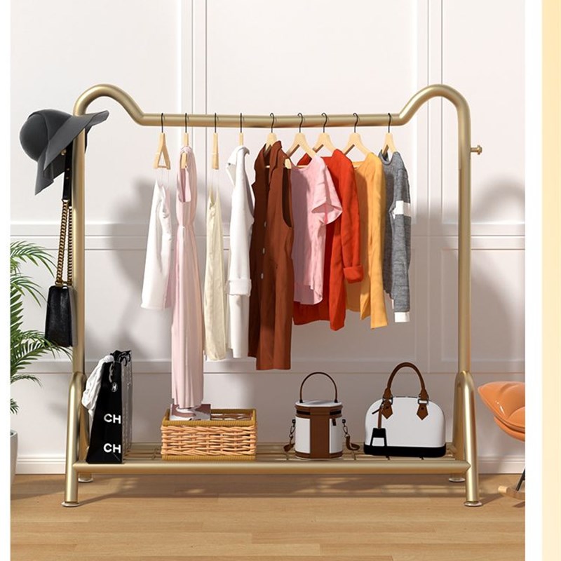 晾衣架落地式g室内晾衣架宿舍简易衣架客厅阳台单杆衣帽存放架