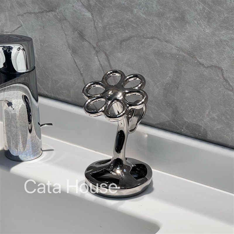 Cata d 创意牙刷置物架化妆刷眉笔收纳架放置牙具陶瓷底座家用