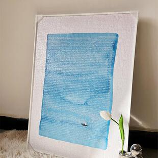 杰艺铝合金画 画框SEREN ART藏瞭很久的蓝1000片拼图金属白色框挂